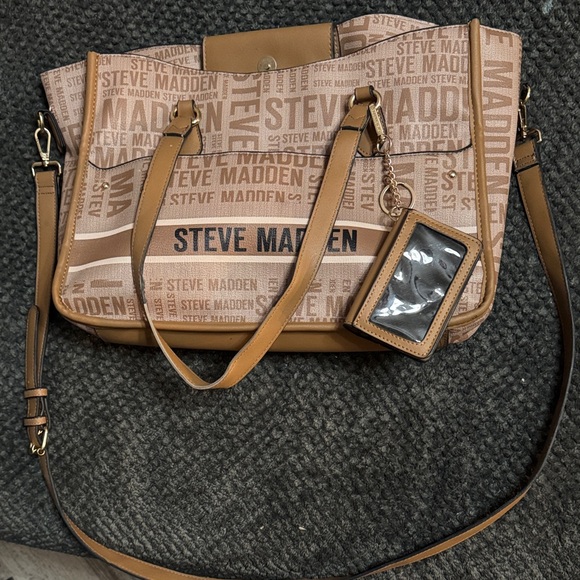 Steve Madden Other - Steve Madden Tan and Brown Logo  Briefcase/ carryon bag ( includes new wallet )!